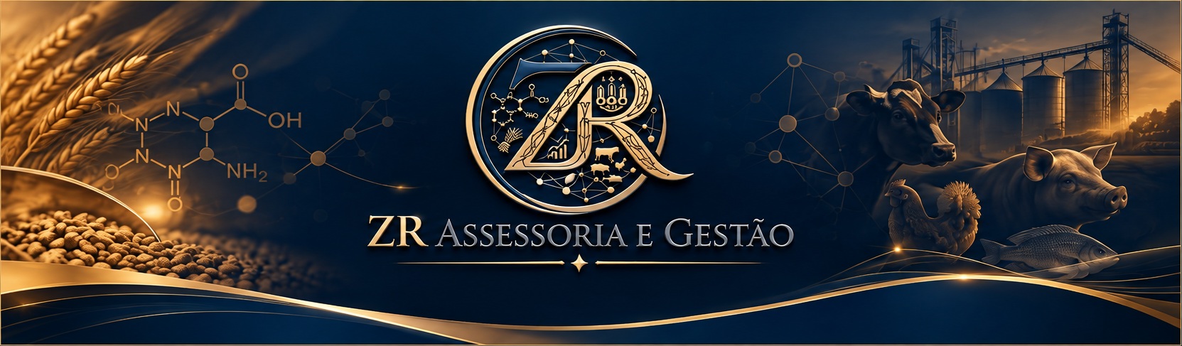 Identidade visual da ZR Assessoria e Gestão, com elementos da cadeia de alimentos e indústria